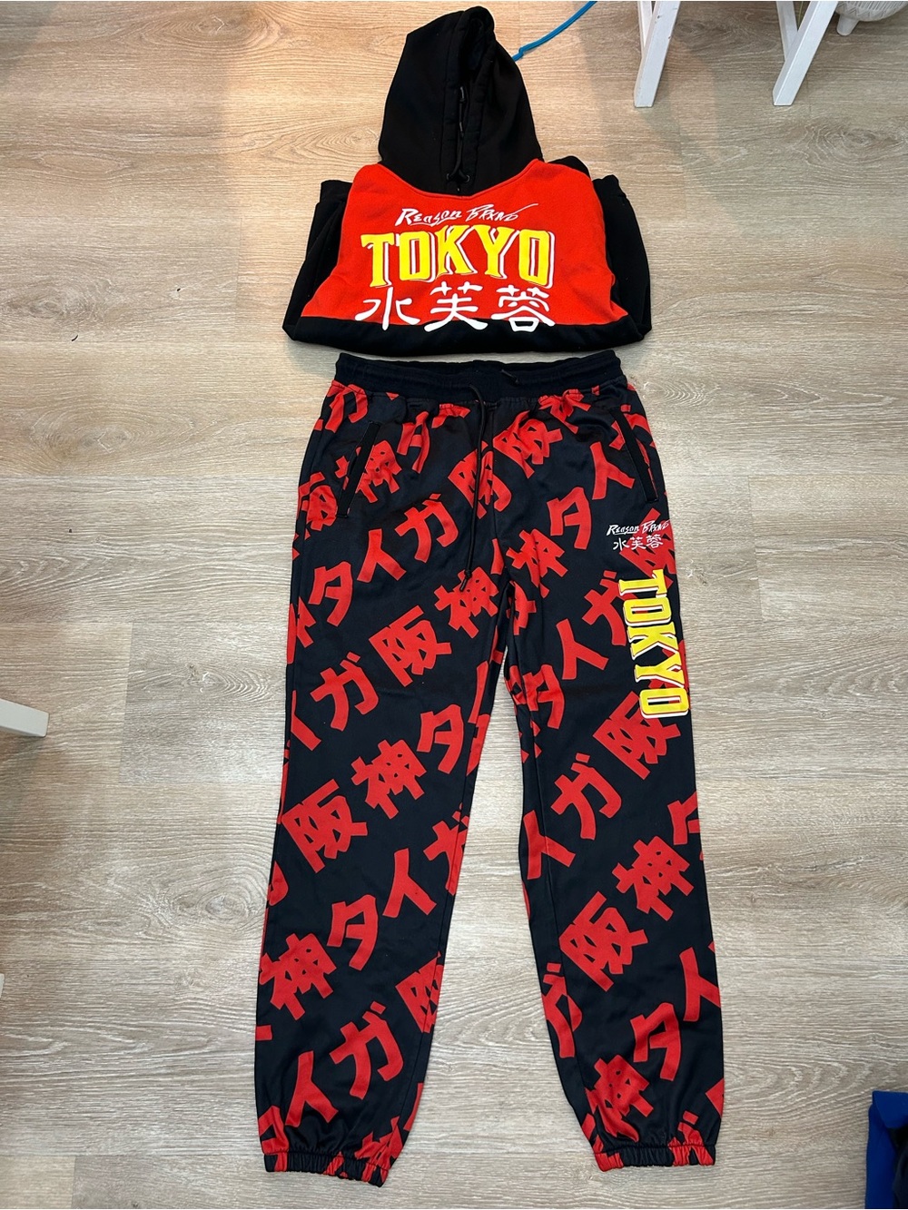 Reason Brand Kanji Tokyo Fleece All LOGO 2 Piece Track Set Tracksuit Men 2XL XXL